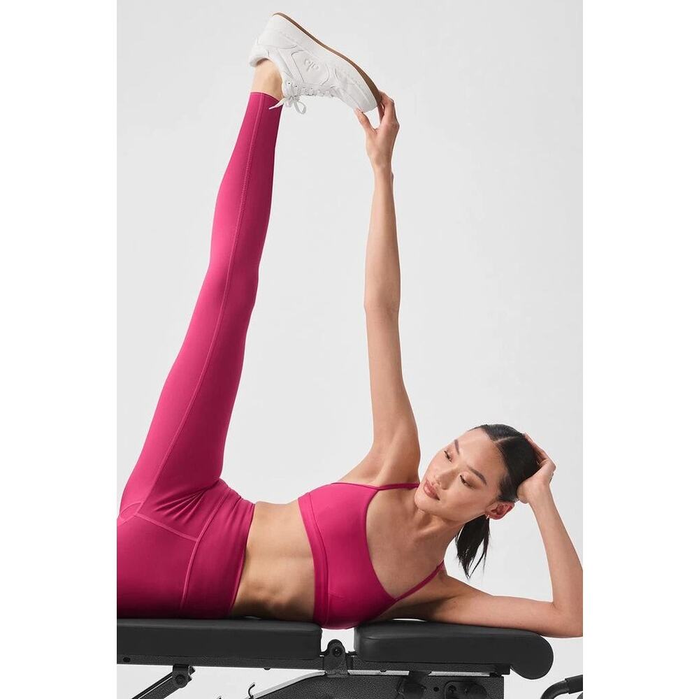 Alo Yoga Pink Summer Crush Airlift Intrigue Bra 7/8 High-Waist Legging Set XS